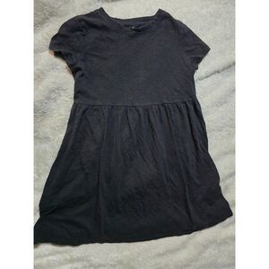 SO Kohls Babydoll Dress Charcoal Gray Black Short Sleeve Knit T-Shirt Womens M